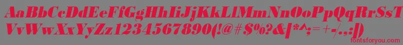 UrwbodonidextbolextnarOblique-fontti – punaiset fontit harmaalla taustalla