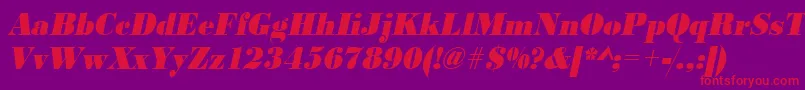 UrwbodonidextbolextnarOblique-Schriftart – Rote Schriften auf violettem Hintergrund