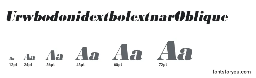 Размеры шрифта UrwbodonidextbolextnarOblique