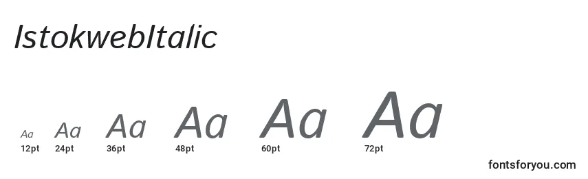 Размеры шрифта IstokwebItalic