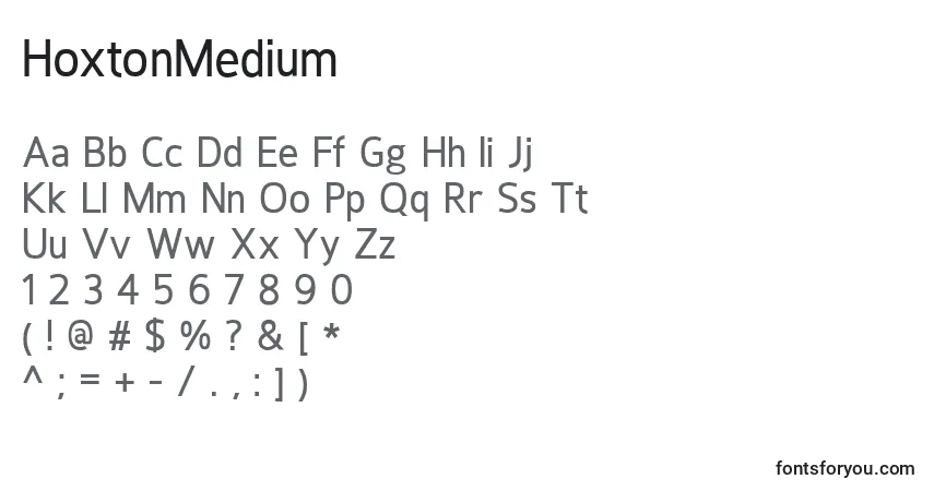 Czcionka HoxtonMedium – alfabet, cyfry, specjalne znaki