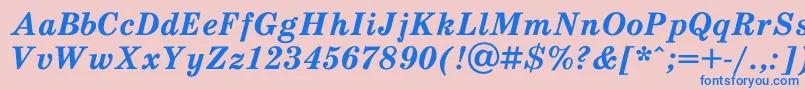 SchooldlBoldItalic-fontti – siniset fontit vaaleanpunaisella taustalla