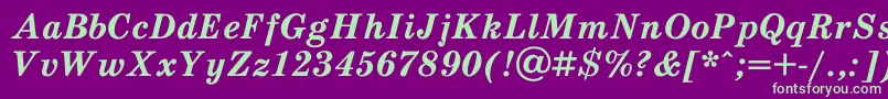 SchooldlBoldItalic-fontti – vihreät fontit violetilla taustalla