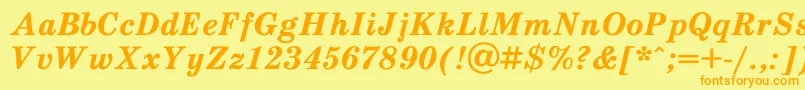 フォントSchooldlBoldItalic – オレンジの文字が黄色の背景にあります。
