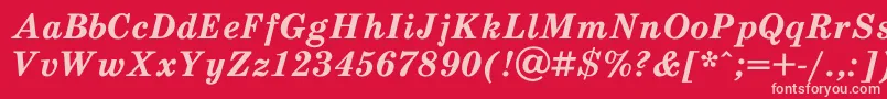 SchooldlBoldItalic-fontti – vaaleanpunaiset fontit punaisella taustalla