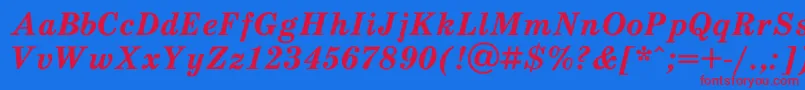 SchooldlBoldItalic Font – Red Fonts on Blue Background
