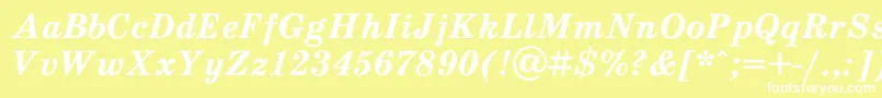 SchooldlBoldItalic-fontti – valkoiset fontit keltaisella taustalla
