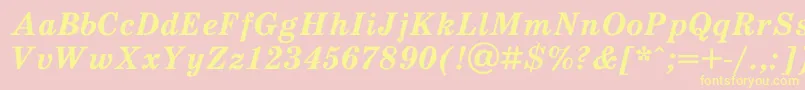 SchooldlBoldItalic-fontti – keltaiset fontit vaaleanpunaisella taustalla