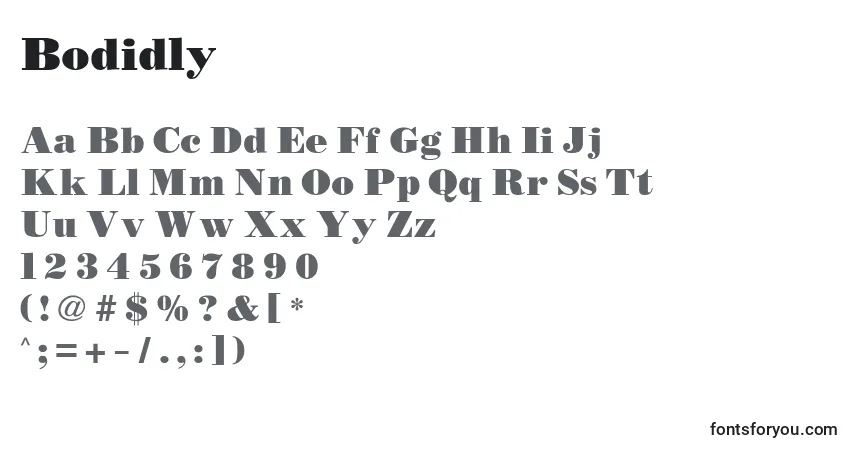 Bodidly-fontti – aakkoset, numerot, erikoismerkit
