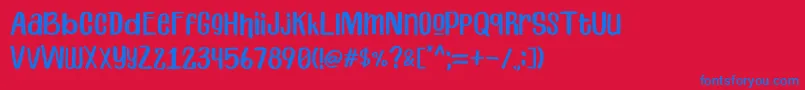 Primera Font – Blue Fonts on Red Background