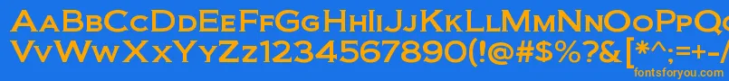 フォントBiondirgRegular – オレンジ色の文字が青い背景にあります。