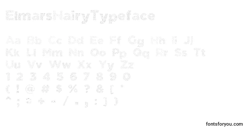 A fonte ElmarsHairyTypeface – alfabeto, números, caracteres especiais