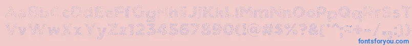 Fonte ElmarsHairyTypeface – fontes azuis em um fundo rosa