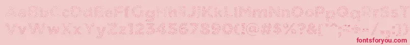 Fonte ElmarsHairyTypeface – fontes vermelhas em um fundo rosa