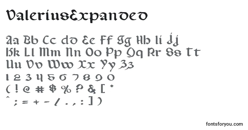 ValeriusExpandedフォント–アルファベット、数字、特殊文字