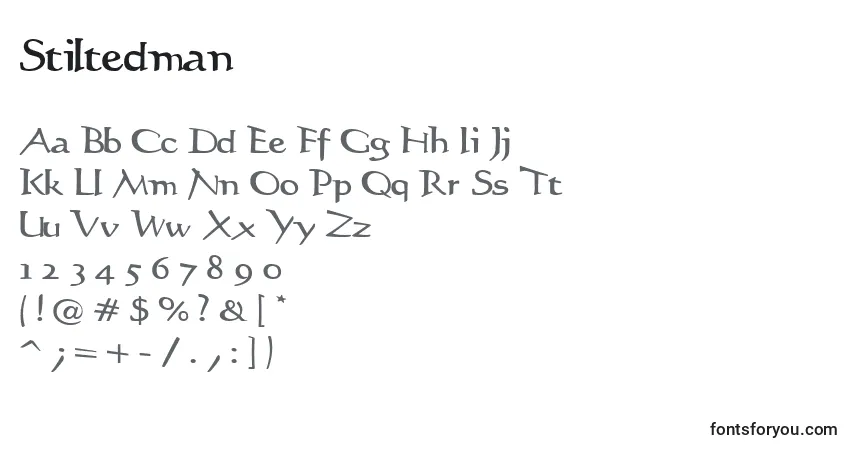 A fonte Stiltedman – alfabeto, números, caracteres especiais