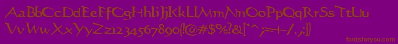 Stiltedman-Schriftart – Braune Schriften auf violettem Hintergrund