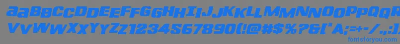 フォントLefthandlukestagital – 灰色の背景に青い文字