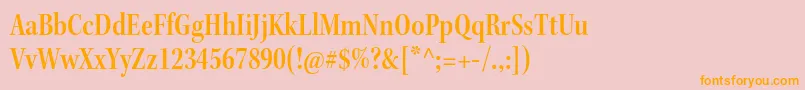 フォントKeplerstdSemiboldcnsubh – オレンジの文字がピンクの背景にあります。
