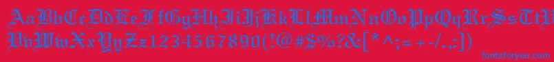 Fonte Old English – fontes azuis em um fundo vermelho
