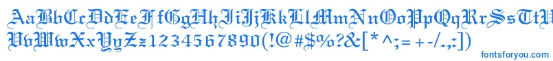 Old English Font – Blue Fonts on White Background