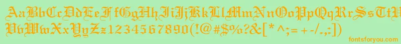 Old English Font – Orange Fonts on Green Background