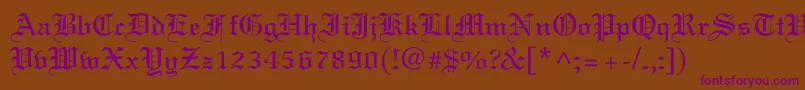 Czcionka Old English – fioletowe czcionki na brązowym tle
