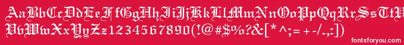 Old English Font – White Fonts on Red Background