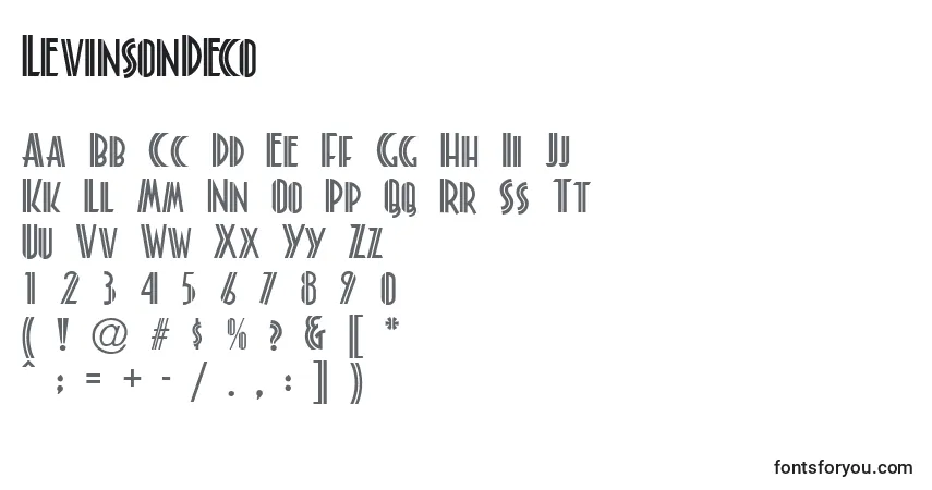 Czcionka LevinsonDeco – alfabet, cyfry, specjalne znaki