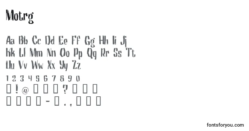 Schriftart Motrg – Alphabet, Zahlen, spezielle Symbole
