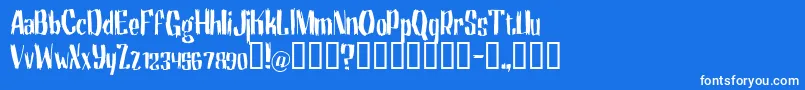 Motrg-Schriftart – Weiße Schriften auf blauem Hintergrund