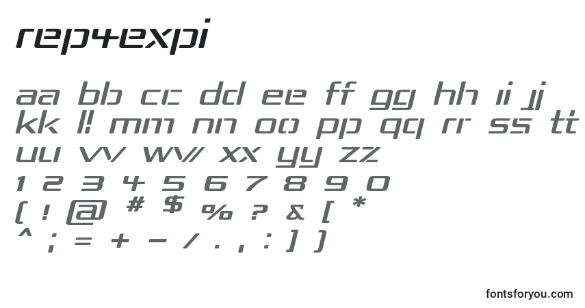 Rep4expi-fontti – aakkoset, numerot, erikoismerkit