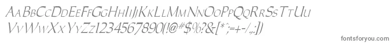 CaracubItalic-fontti – harmaat kirjasimet valkoisella taustalla