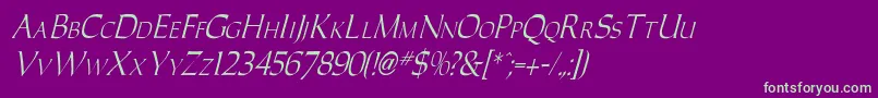 CaracubItalic Font – Green Fonts on Purple Background