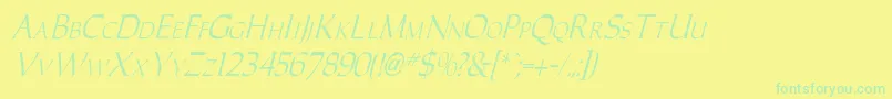 CaracubItalic Font – Green Fonts on Yellow Background