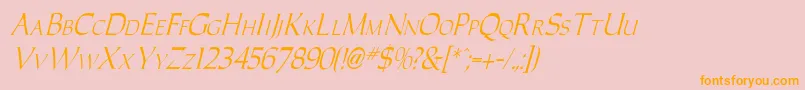 CaracubItalic-Schriftart – Orangefarbene Schriften auf rosa Hintergrund