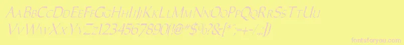 CaracubItalic Font – Pink Fonts on Yellow Background