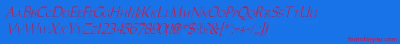 Weitere Informationen zur CaracubItalic-Schriftart CaracubItalic-Schriftart – Rote Schriften auf blauem Hintergrund