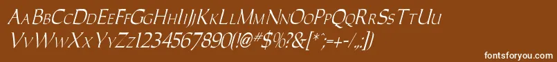 CaracubItalic-Schriftart – Weiße Schriften auf braunem Hintergrund