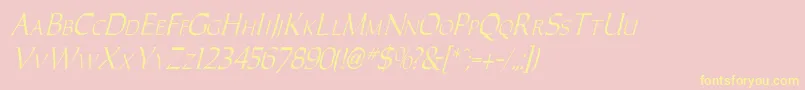 CaracubItalic-Schriftart – Gelbe Schriften auf rosa Hintergrund