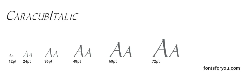 Размеры шрифта CaracubItalic