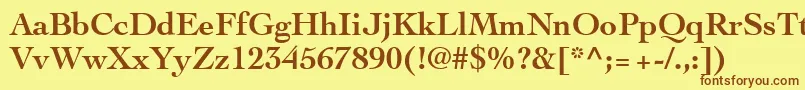 フォントThesisSsiBold – 茶色の文字が黄色の背景にあります。