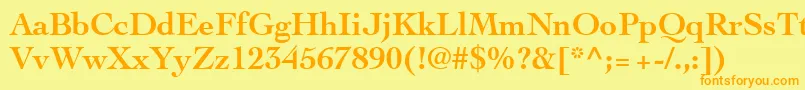 フォントThesisSsiBold – オレンジの文字が黄色の背景にあります。