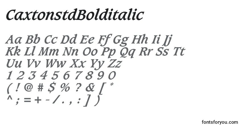 Fuente CaxtonstdBolditalic - alfabeto, números, caracteres especiales