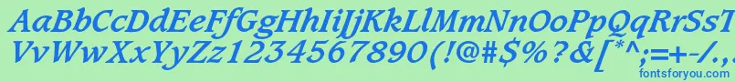 CaxtonstdBolditalic Font – Blue Fonts on Green Background