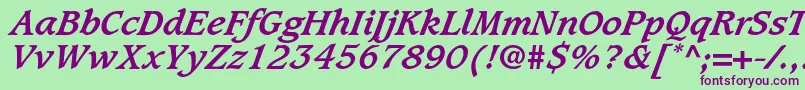 CaxtonstdBolditalic Font – Purple Fonts on Green Background