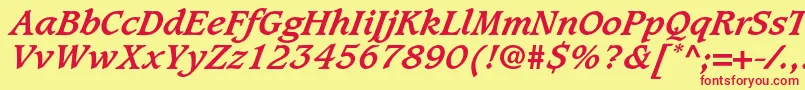 CaxtonstdBolditalic Font – Red Fonts on Yellow Background