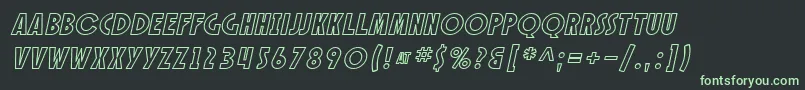 SfSpeakeasyOutlineOblique-fontti – vihreät fontit mustalla taustalla