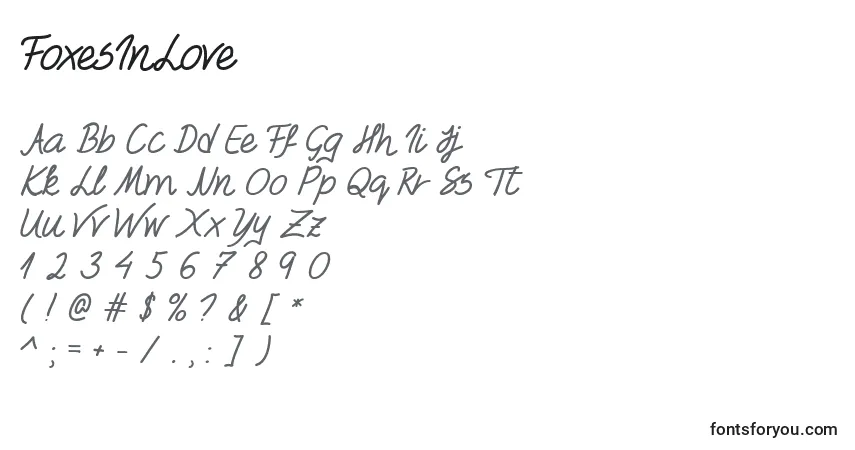 Fuente FoxesInLove - alfabeto, números, caracteres especiales