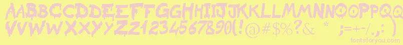 RaslaniSanguinarKaeser-fontti – vaaleanpunaiset fontit keltaisella taustalla